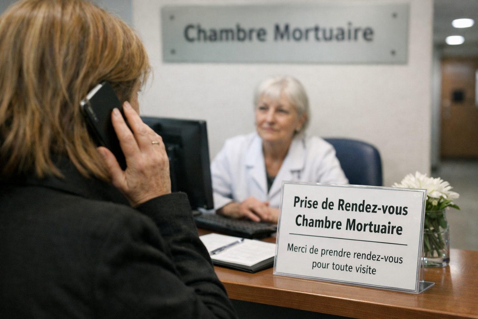Prise de rendez-vous avec la chambre mortuaire par téléphone dans un établissement de santé