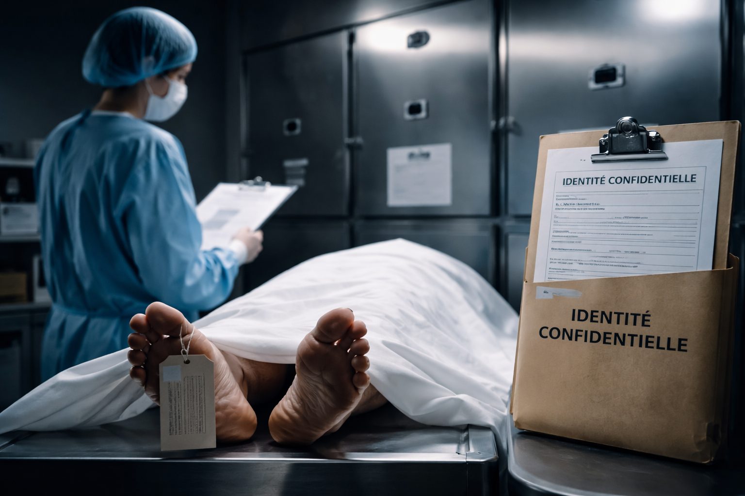 Chambre mortuaire avec contrôle d’identité du défunt, traçabilité documentaire et vérification professionnelle