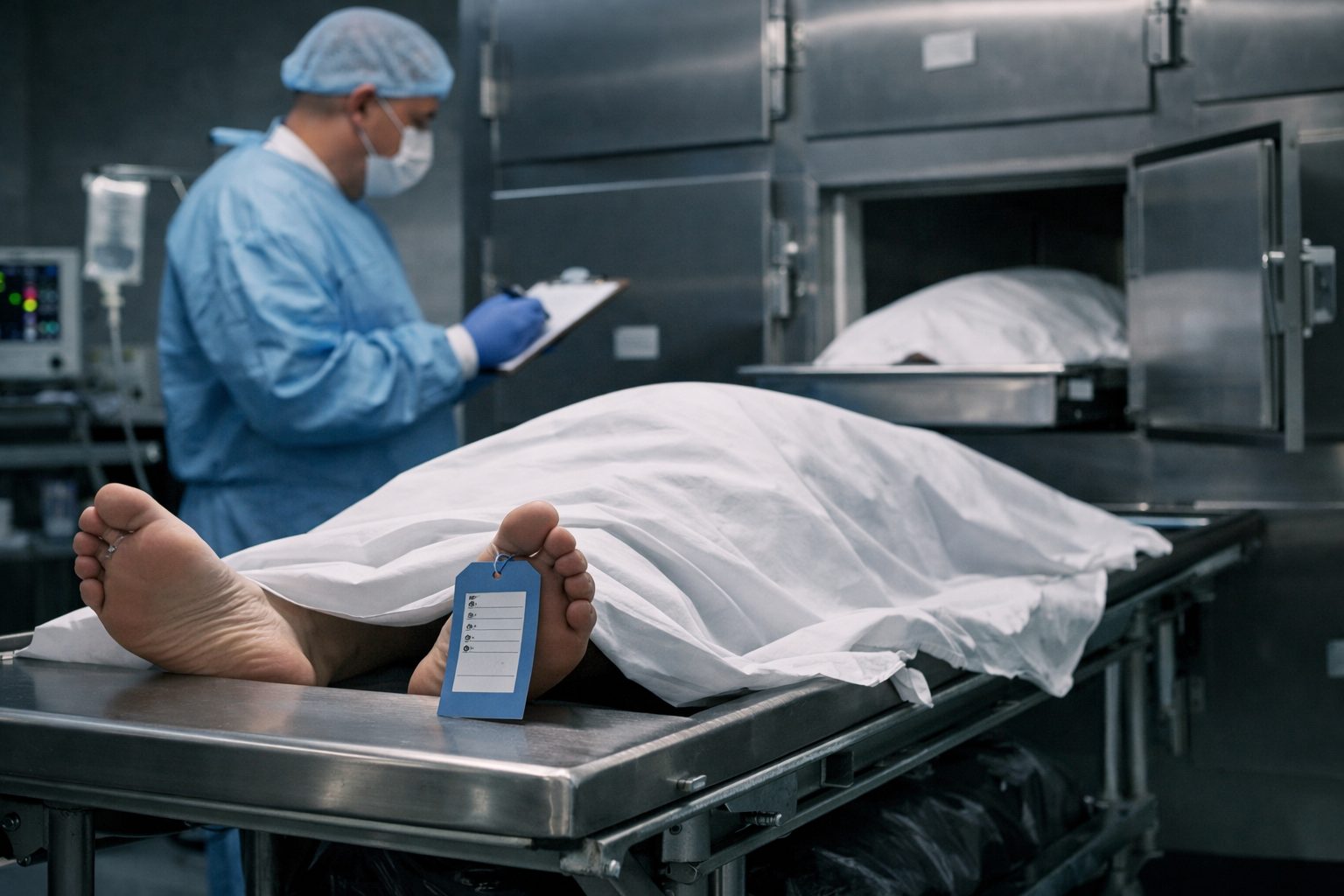 Morgue et chambre mortuaire avec procédure d’identification du défunt lors des premières étapes après un décès