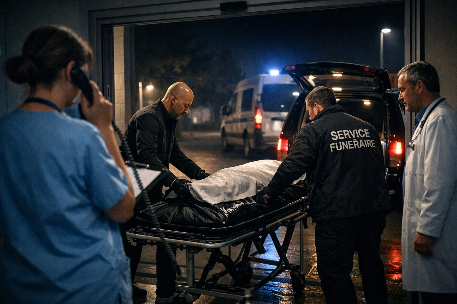 Coordination nocturne entre l’hôpital et les pompes funèbres lors de la prise en charge d’un défunt