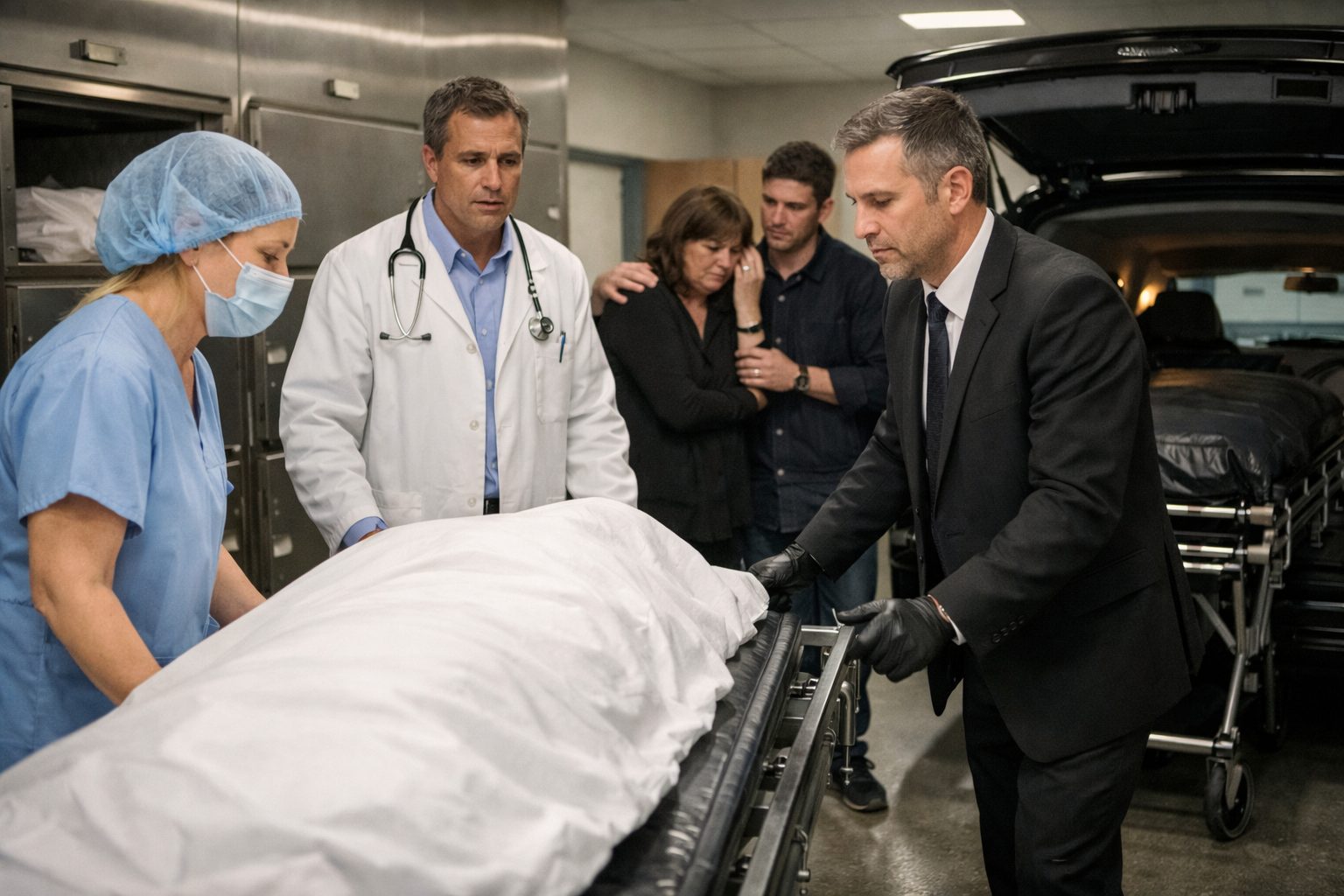 Coordination entre morgue, hôpital et pompes funèbres lors de la prise en charge d’un défunt pour réduire le stress des familles