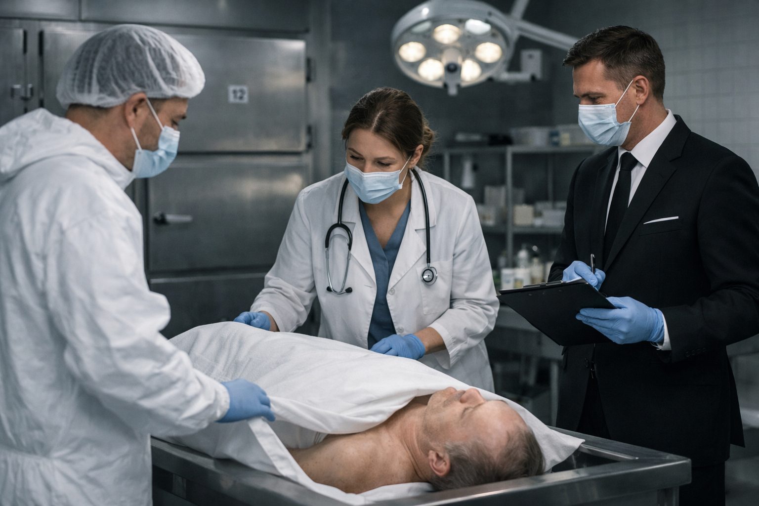 Prestataires spécialisés intervenant dans une morgue pour assurer la prise en charge, la traçabilité, l’hygiène et la sécurité du défunt.