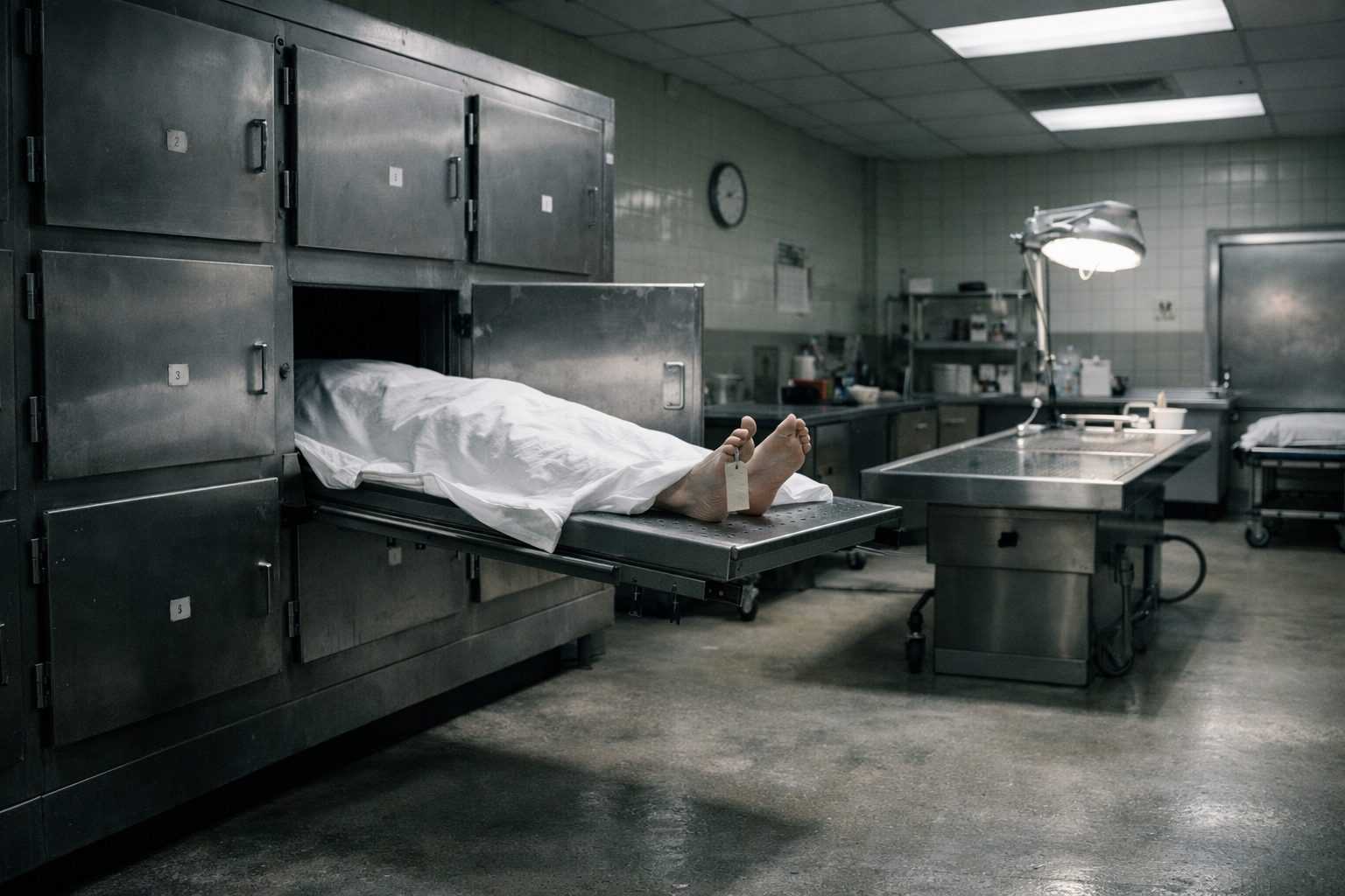Vue réaliste d’une morgue hospitalière illustrant pourquoi la morgue n’est pas conçue comme un lieu de recueillement