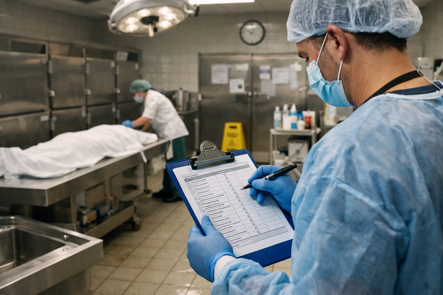 Chambre mortuaire propre et parfaitement entretenue illustrant l’importance d’un plan d’entretien précis pour l’hygiène, la sécurité et la dignité des lieux.