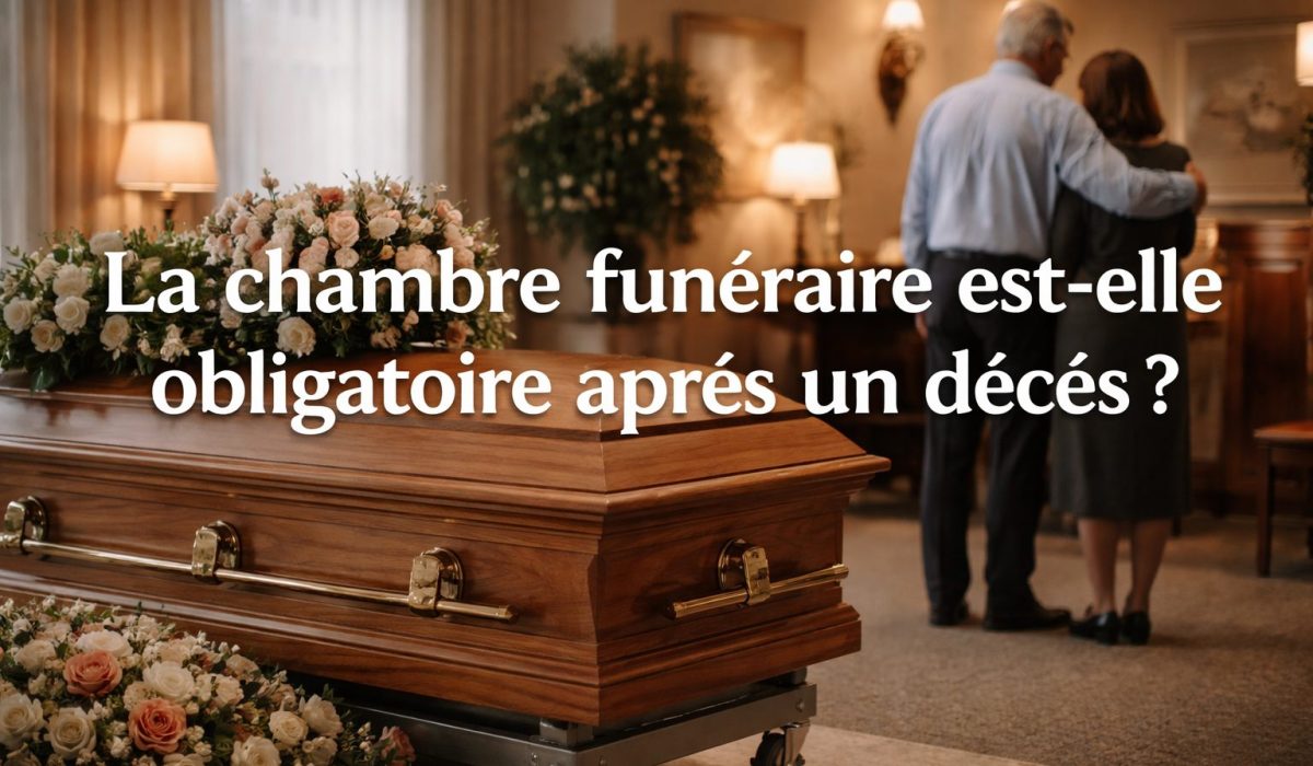 Salon de chambre funéraire sobre et réaliste en France, illustrant la question du caractère obligatoire ou non de la chambre funéraire après un décès