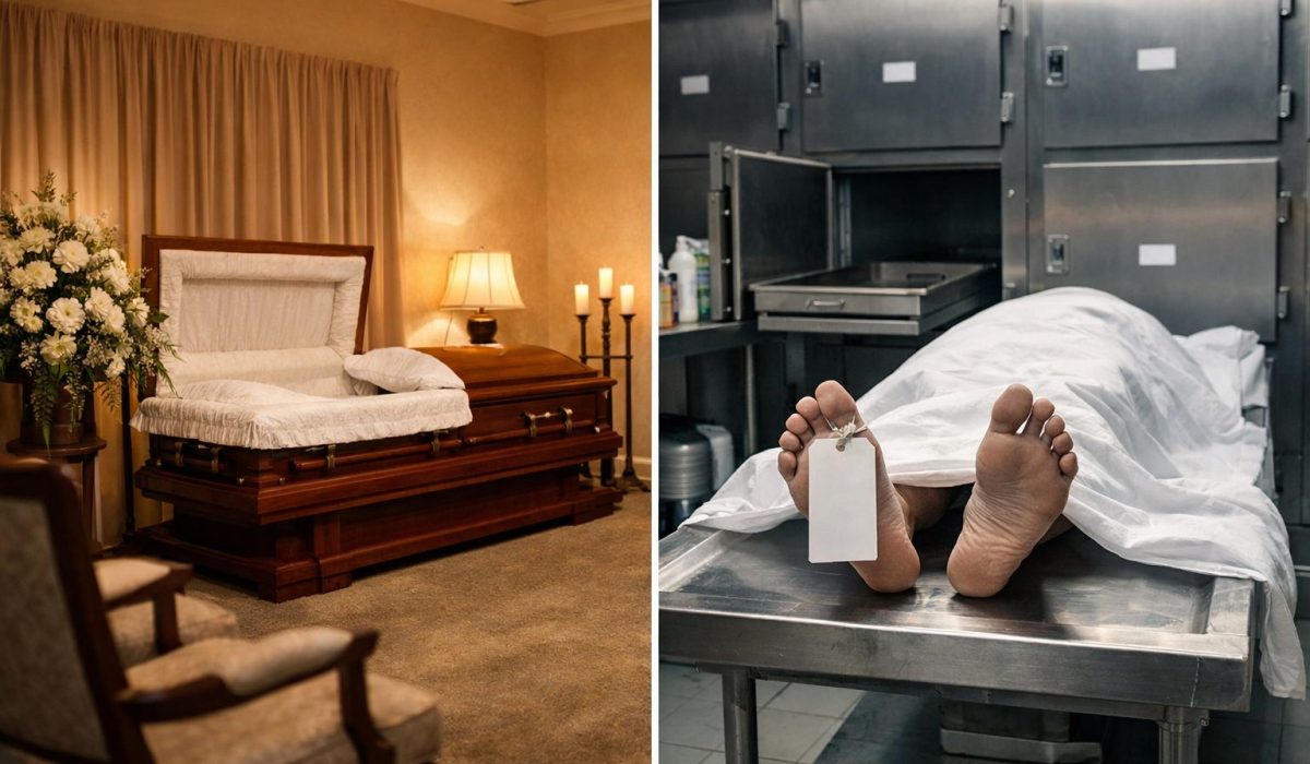 Comparaison réaliste entre une chambre funéraire apaisante et une morgue au cadre médical et technique