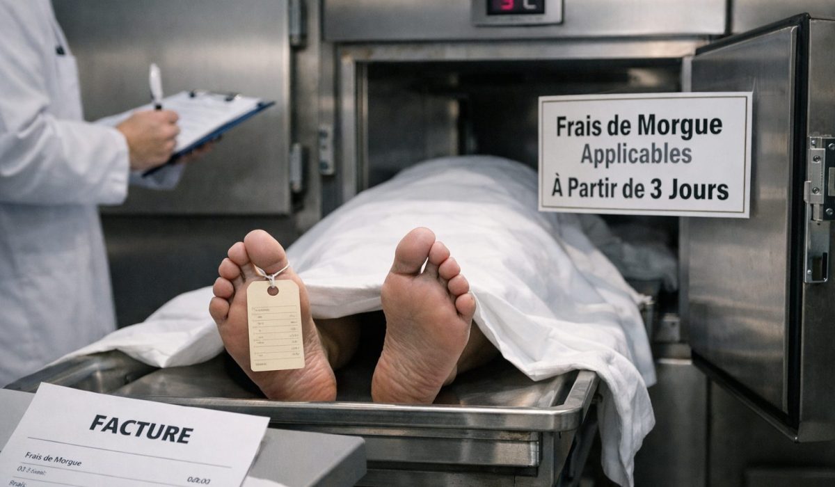Chambre mortuaire d’hôpital illustrant la facturation de la morgue à partir du quatrième jour après le décès