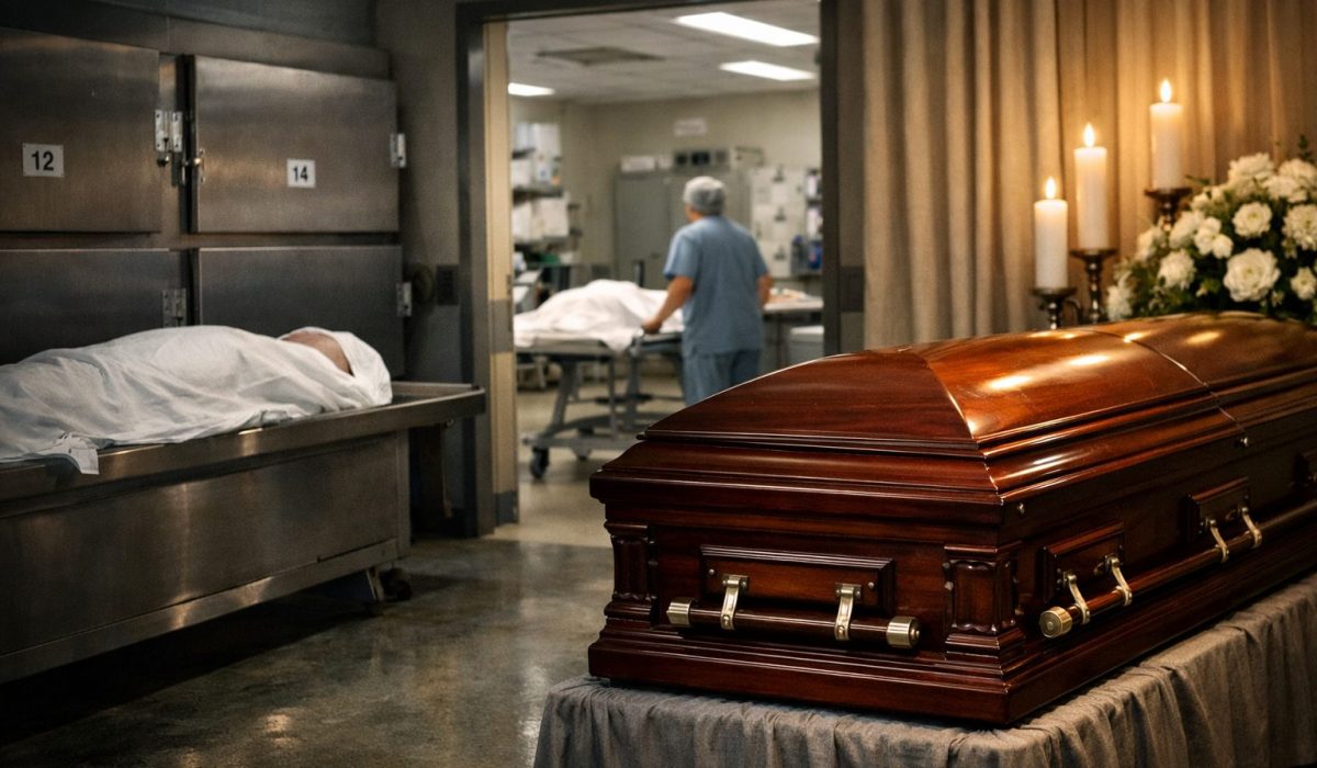 Illustration réaliste du cumul des frais de morgue, de chambre mortuaire et de chambre funéraire avant les obsèques