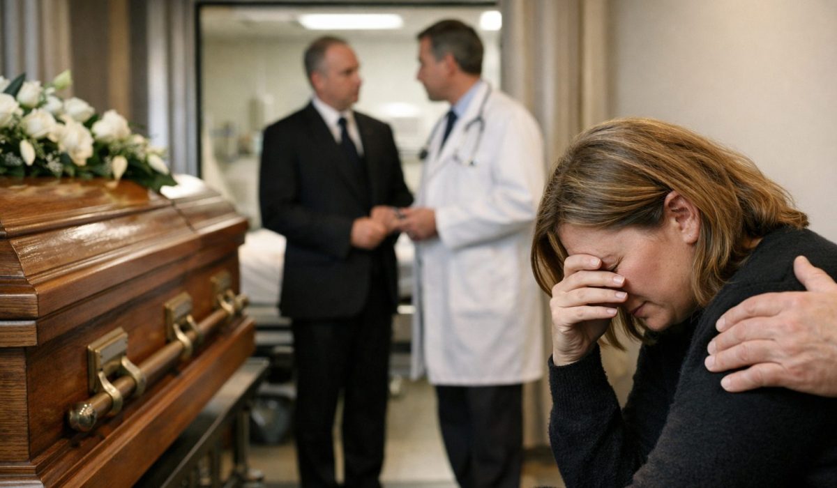 Chambre funéraire choisie en urgence après un décès à l’hôpital avec une proche en recueillement