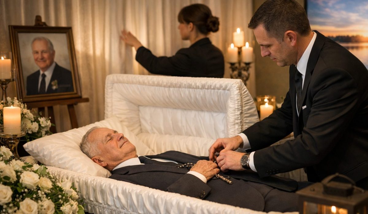 chambre funéraire avec présentation soignée du défunt lors d’un dernier hommage